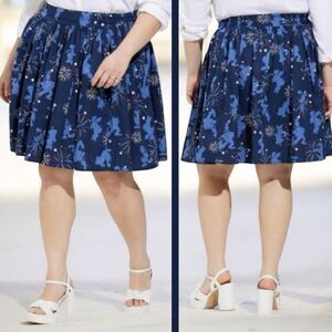 Torrid x Disney Americana Mickey And Friends Blue Mini Poplin Skater Skirt 1 NWT